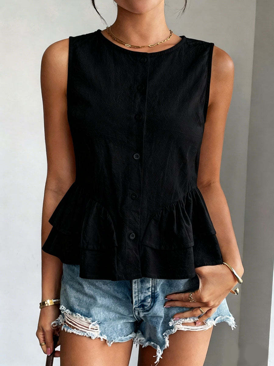 CLEARANCE🔥 Women's Casual Sleeveless Ruffled Hem Shirt