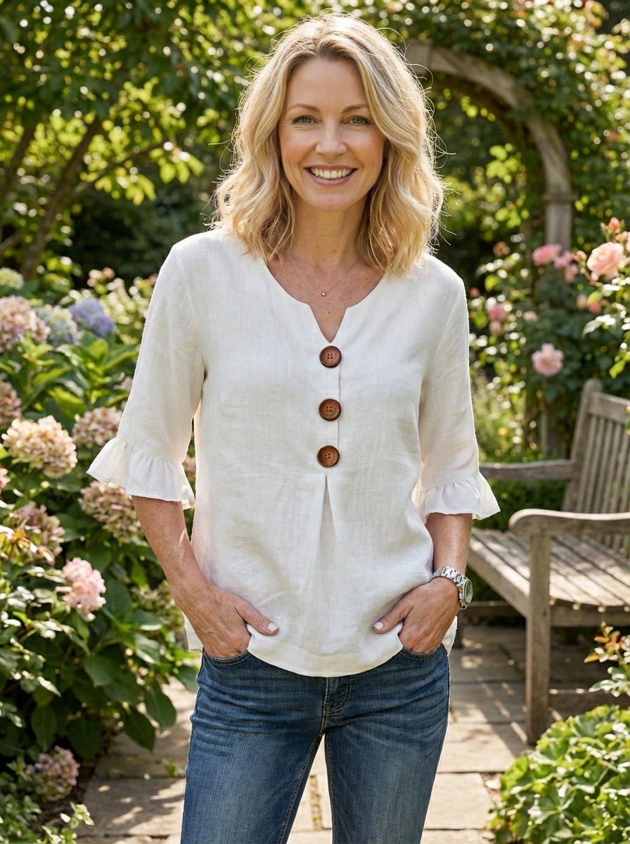 Women'S Casual Solid Color Ruffle Sleeve Top