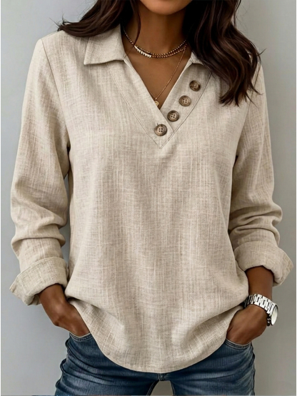 New Arrivals🔥Casual V-neck Linen And Cotton Shirt