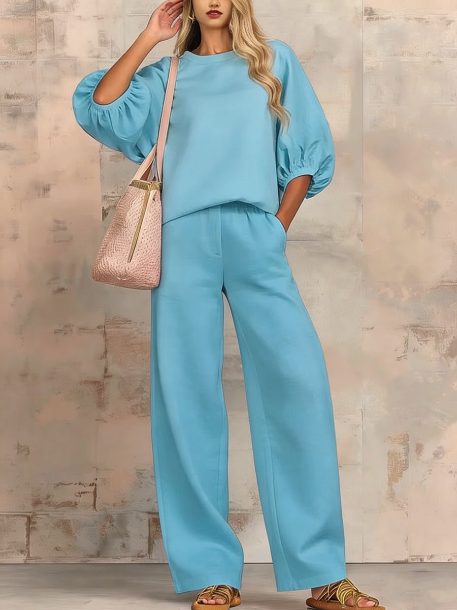New Arrivals🔥Stylish Cozy Shirt & Wide-leg Pants Linen Cotton Two-piece Set