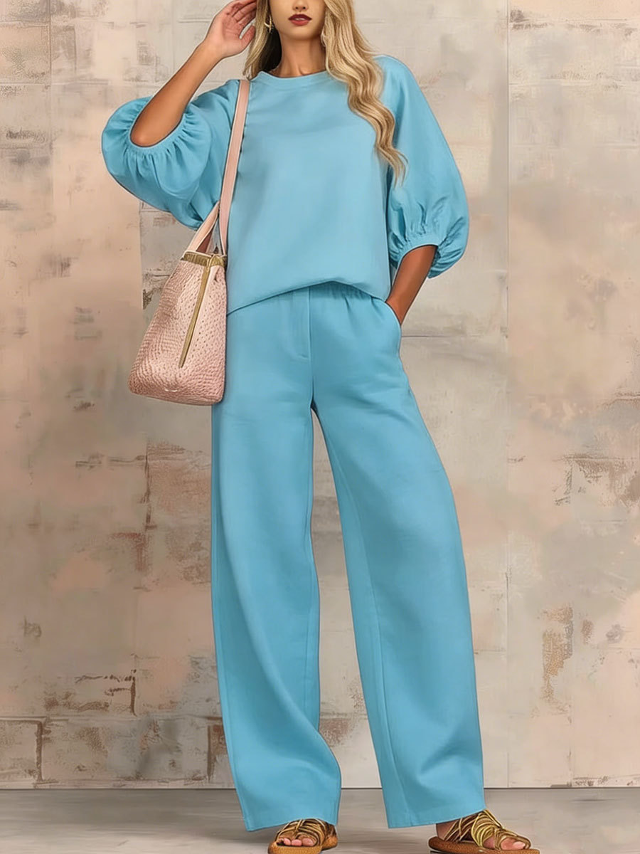 New Arrivals🔥Stylish Cozy Shirt & Wide-leg Pants Linen Cotton Two-piece Set