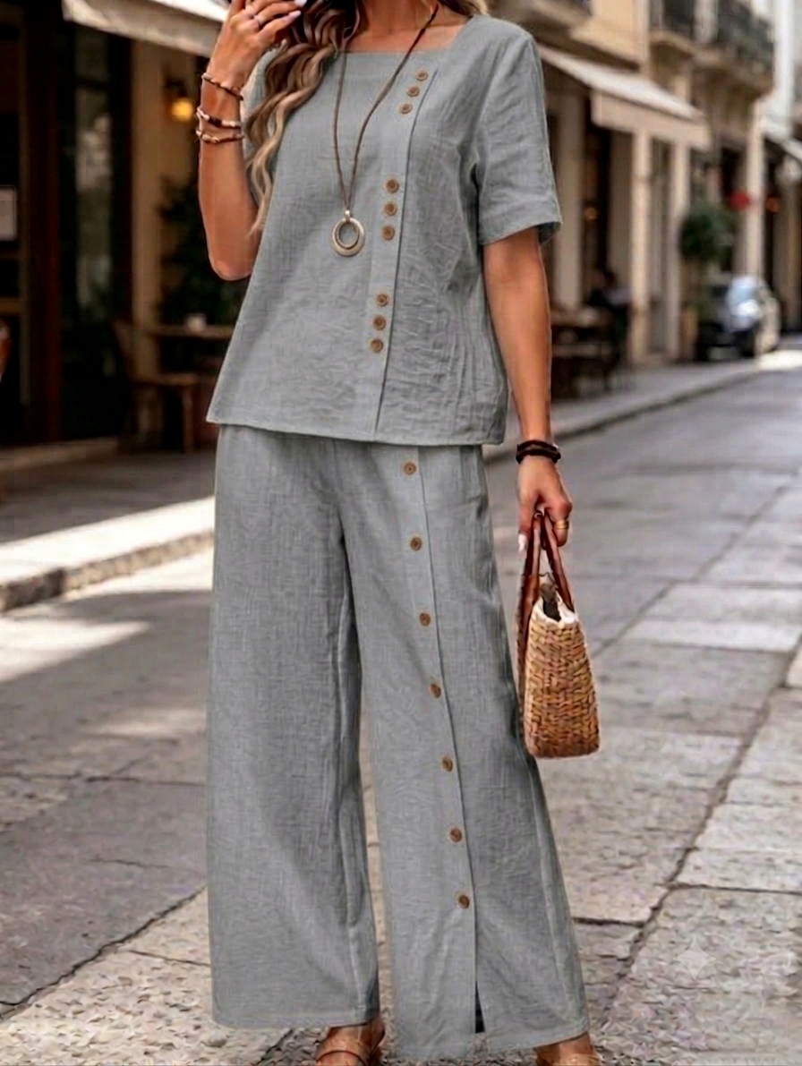 Clearance Sale🔥Women's Linen Square Neck Two-Piece Set