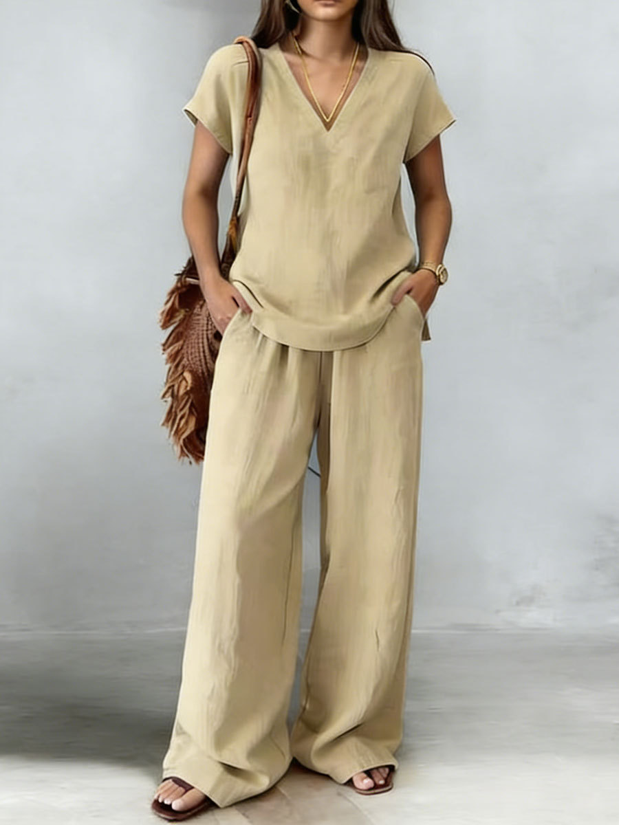 Casual And Cozy Minimalist Linen Two-piece Set
