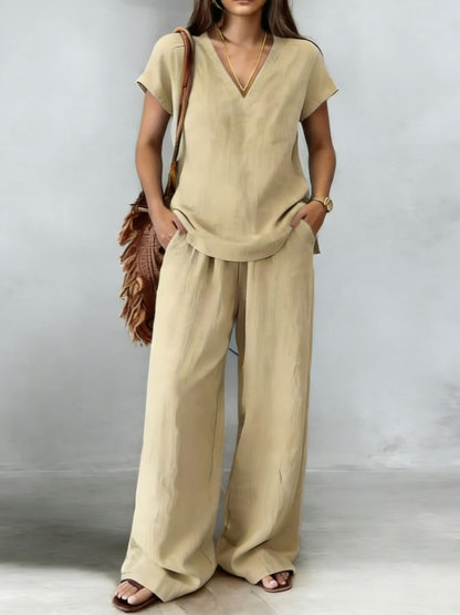 Casual And Cozy Minimalist Linen Two-piece Set