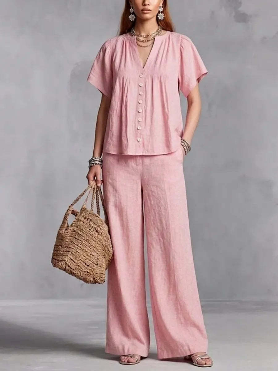 New Arrivals🔥Women's Linen Wide-leg Pants Set