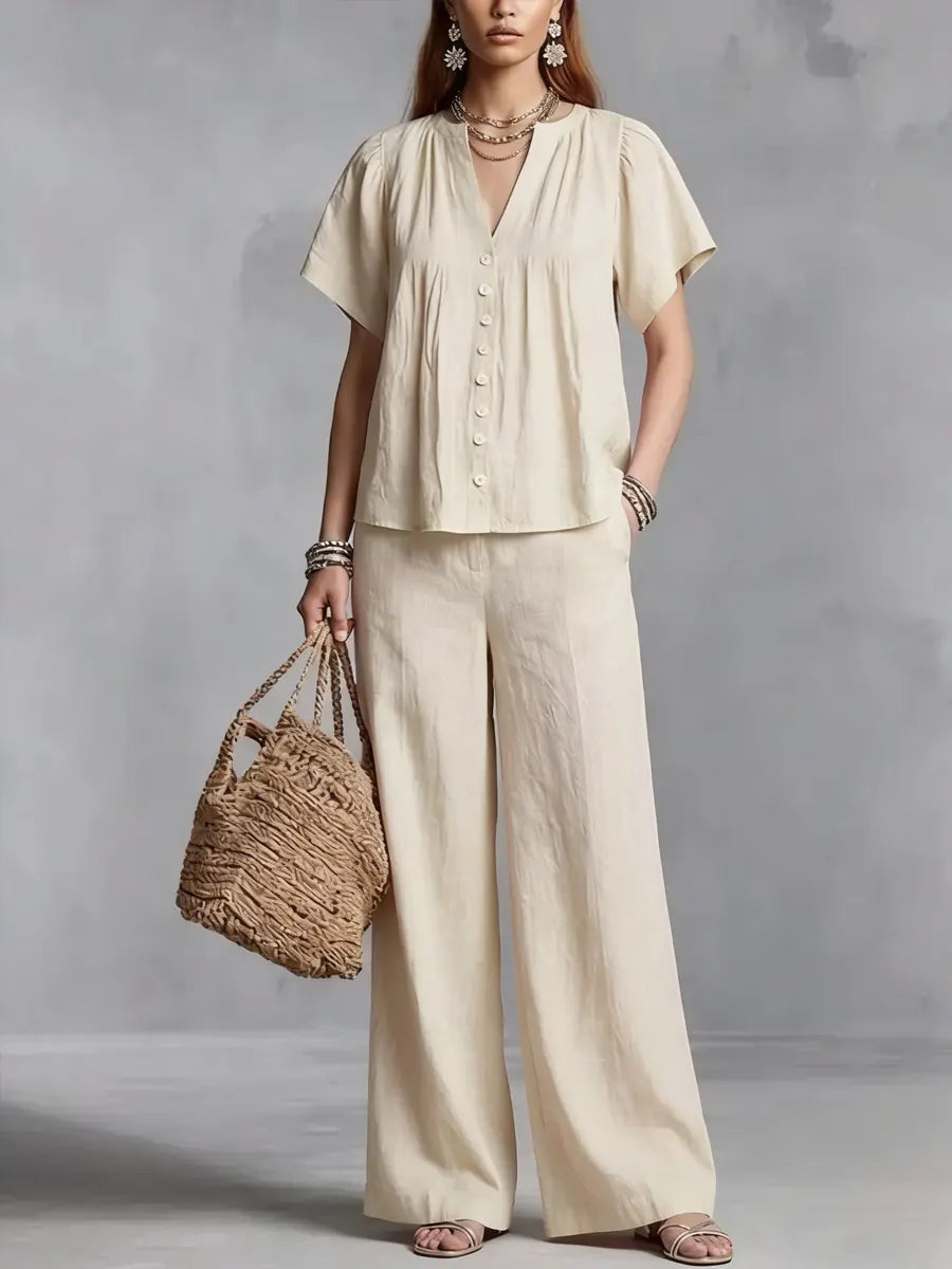 New Arrivals🔥Women's Linen Wide-leg Pants Set