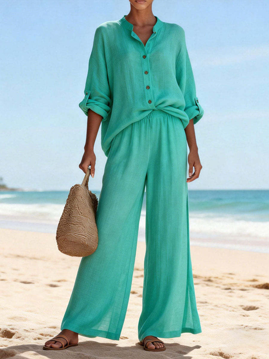 Casual And Cozy Minimalist Linen Two-piece Set