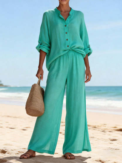 Casual And Cozy Minimalist Linen Two-piece Set