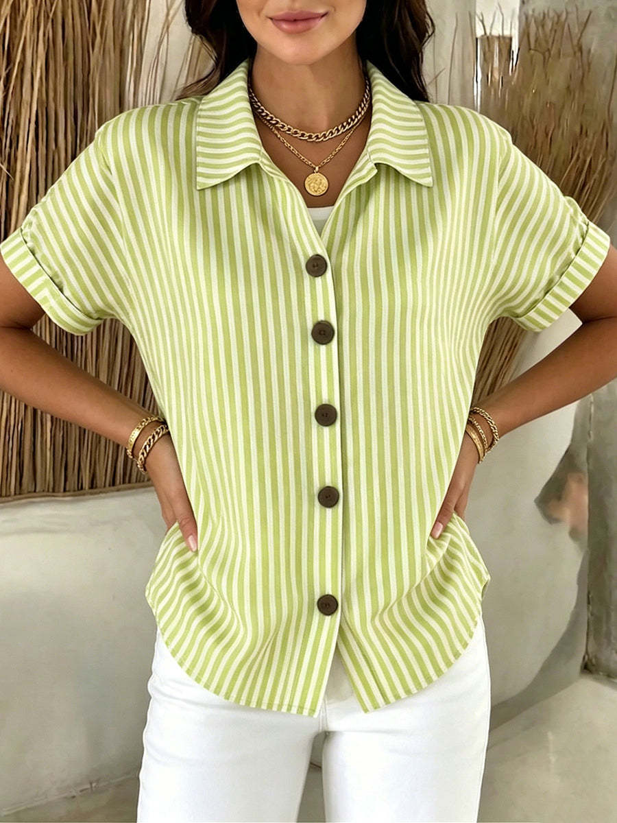 Classic Striped Cotton-linen Button-up Shirt