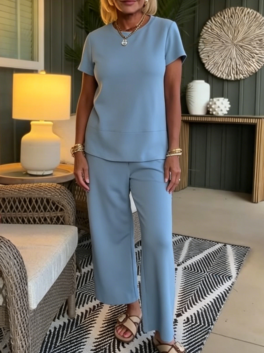 Minimalist Solid-color Buttery-soft Two-piece Set