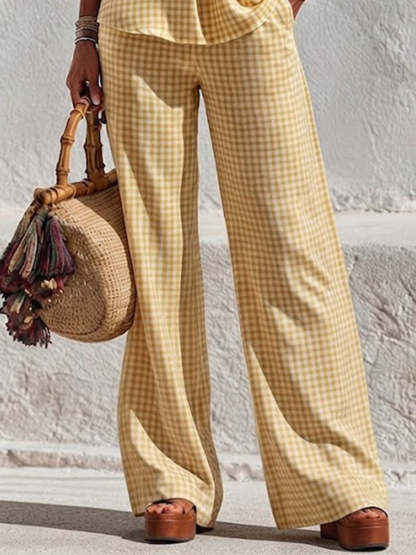 New Arrivals🔥Women's Gingham Peplum Pants Set