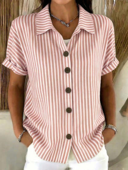 Classic Striped Cotton-linen Button-up Shirt