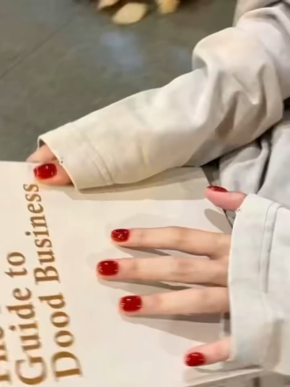 Vibrant Tomato Red Press-On Nails | Short Natural Length Daily Wear | Handcrafted Minimalist Nail Set