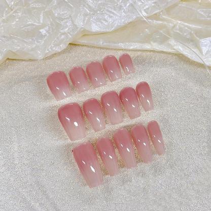 Pure Peach Blush Press-On Nails — Sheer Nude Pink Gradient with Soft Allure