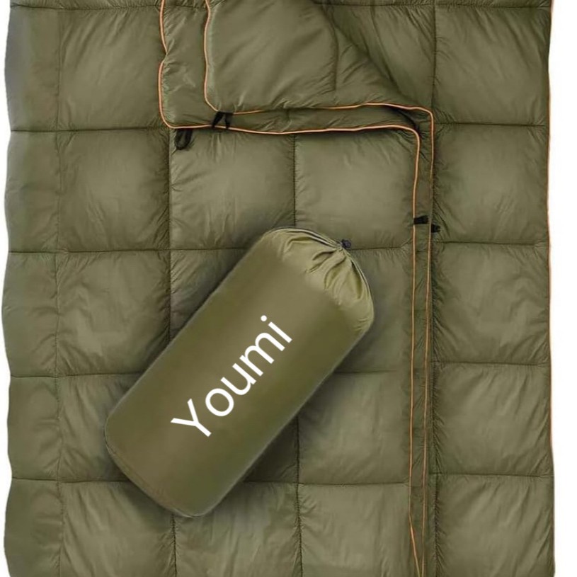 户外便携羽绒毯多功能披肩露营被子飞机毯车载野营毯办公室午睡被