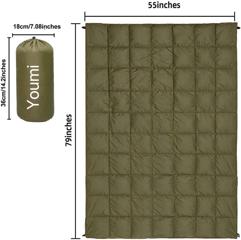 户外便携羽绒毯多功能披肩露营被子飞机毯车载野营毯办公室午睡被