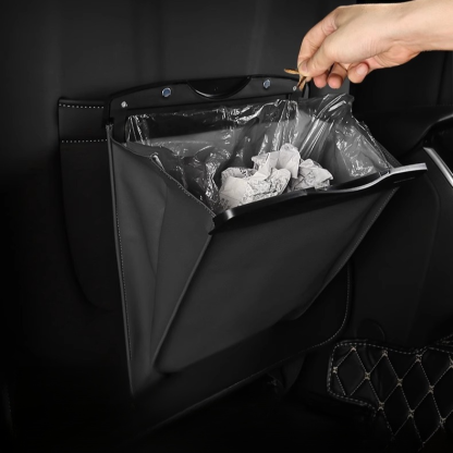 Multifunctional leather seat back storage bag, hanging garbage bag