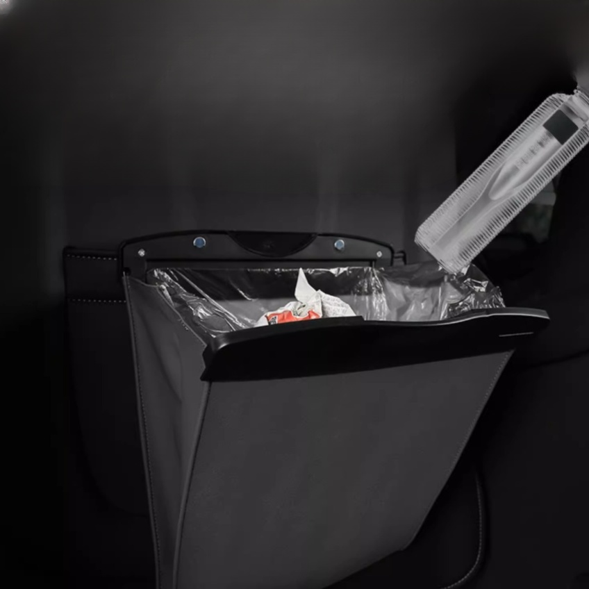 Multifunctional leather seat back storage bag, hanging garbage bag