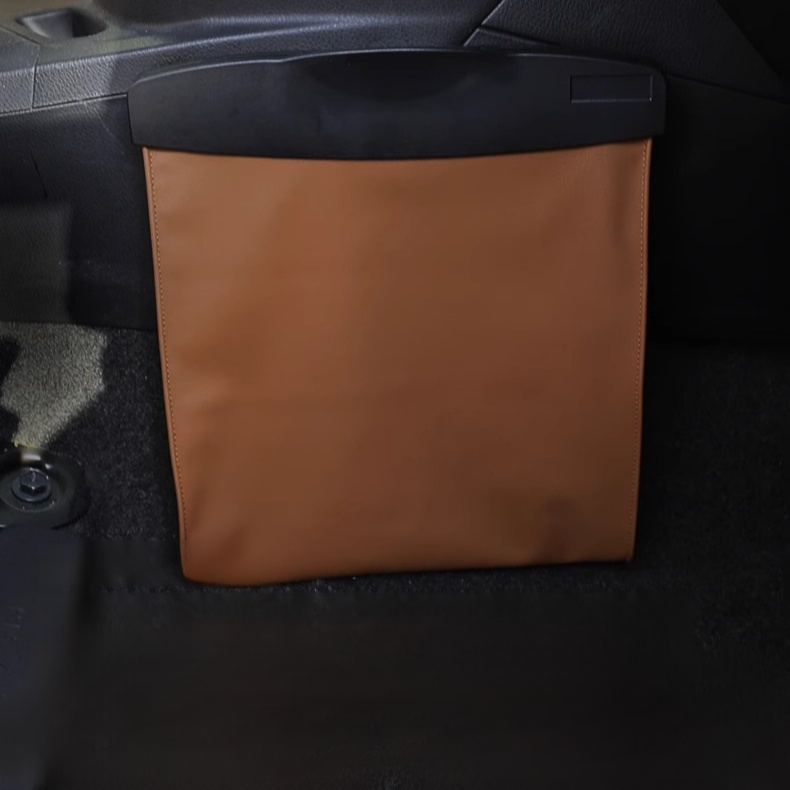 Multifunctional leather seat back storage bag, hanging garbage bag