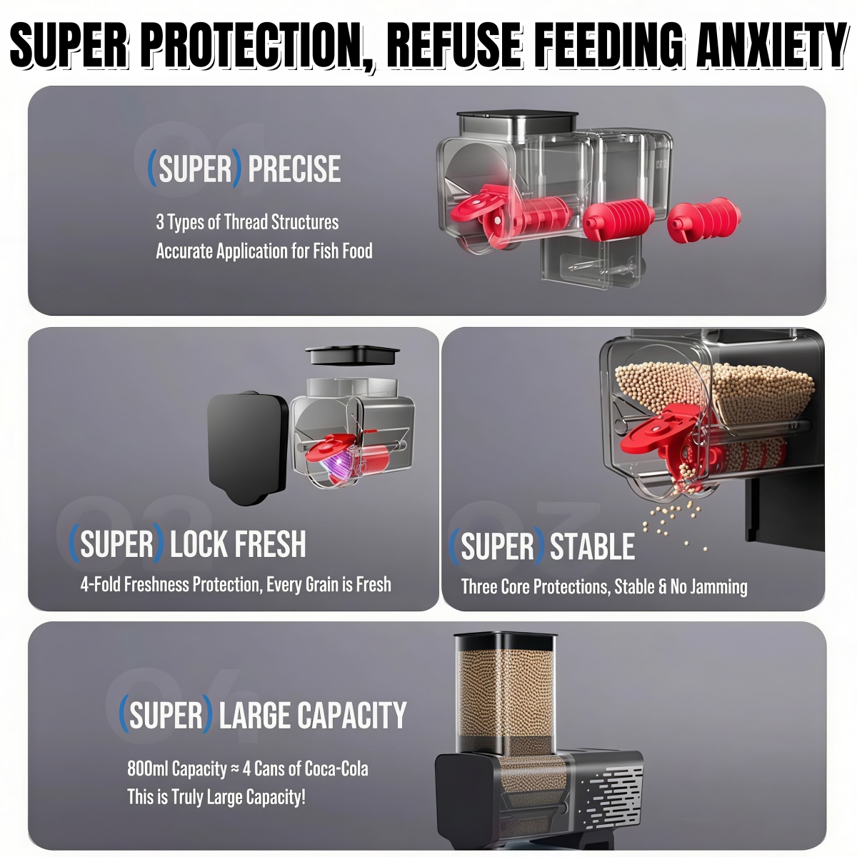 Large Capacity Auto Fish Feeder for Aquariums