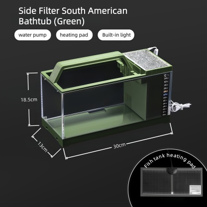 南美鱼缸侧滤小型家用桌面带灯加热过滤一体免换水懒人原生态造景