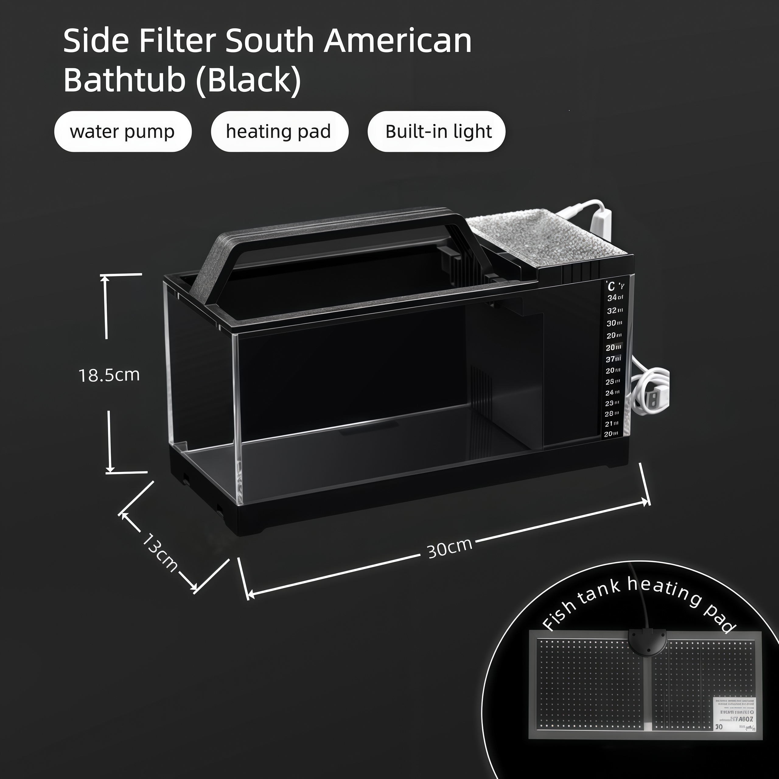 南美鱼缸侧滤小型家用桌面带灯加热过滤一体免换水懒人原生态造景
