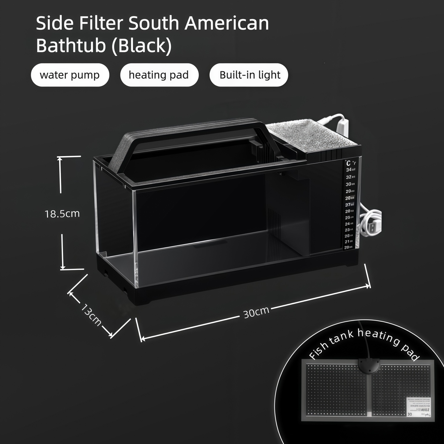 南美鱼缸侧滤小型家用桌面带灯加热过滤一体免换水懒人原生态造景