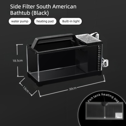 南美鱼缸侧滤小型家用桌面带灯加热过滤一体免换水懒人原生态造景