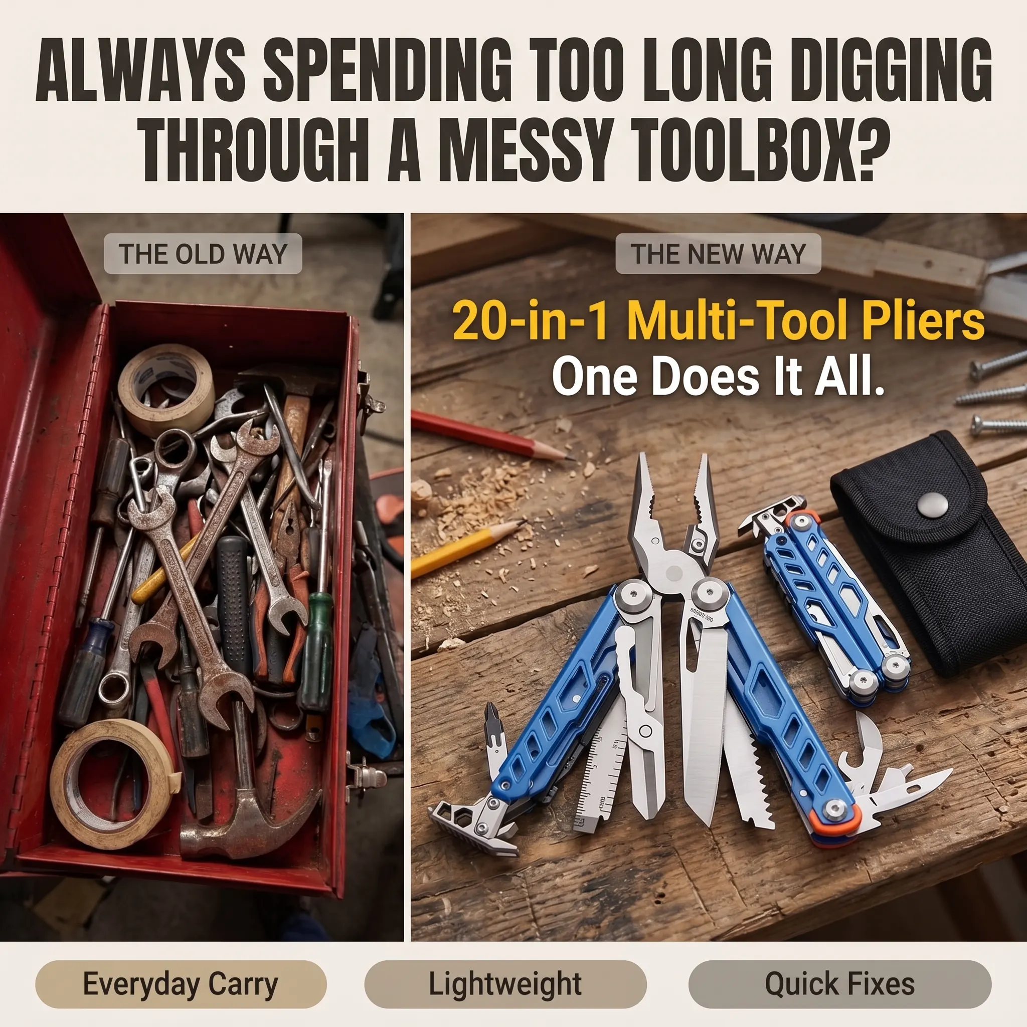 20-in-1 Outdoor Emergency Folding Pliers | Window Breaker + Fire Starter