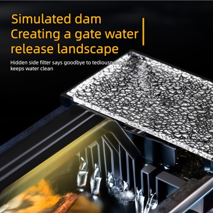 南美鱼缸侧滤小型家用桌面带灯加热过滤一体免换水懒人原生态造景