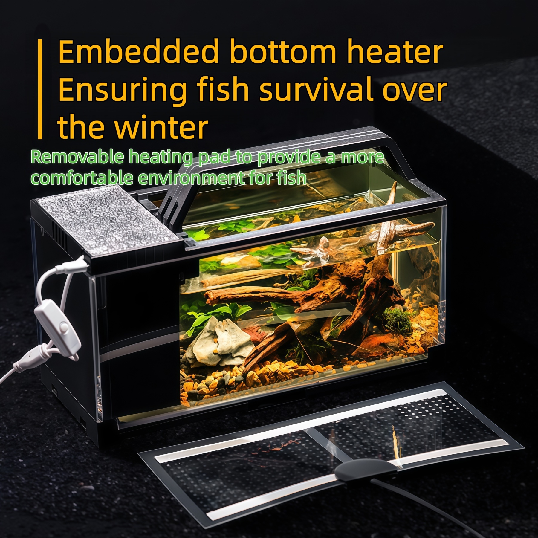 南美鱼缸侧滤小型家用桌面带灯加热过滤一体免换水懒人原生态造景