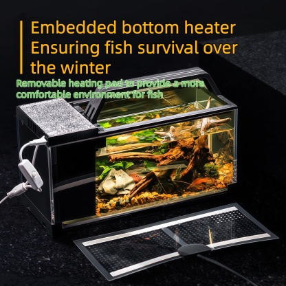 南美鱼缸侧滤小型家用桌面带灯加热过滤一体免换水懒人原生态造景