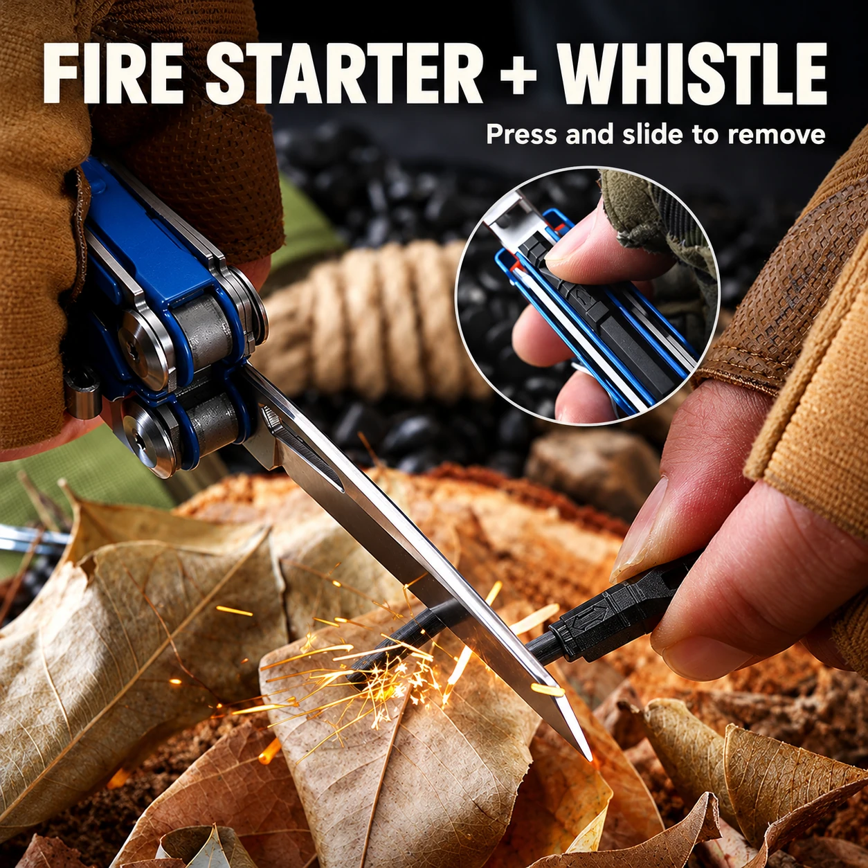 20-in-1 Outdoor Emergency Folding Pliers | Window Breaker + Fire Starter