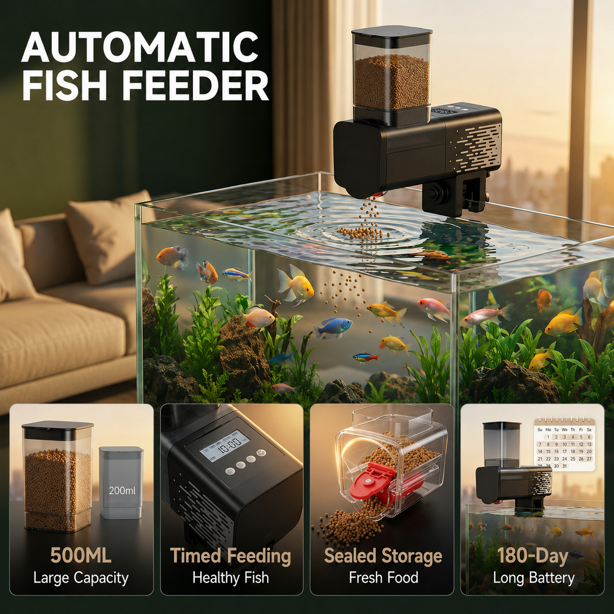 Large Capacity  Fish Feeder 