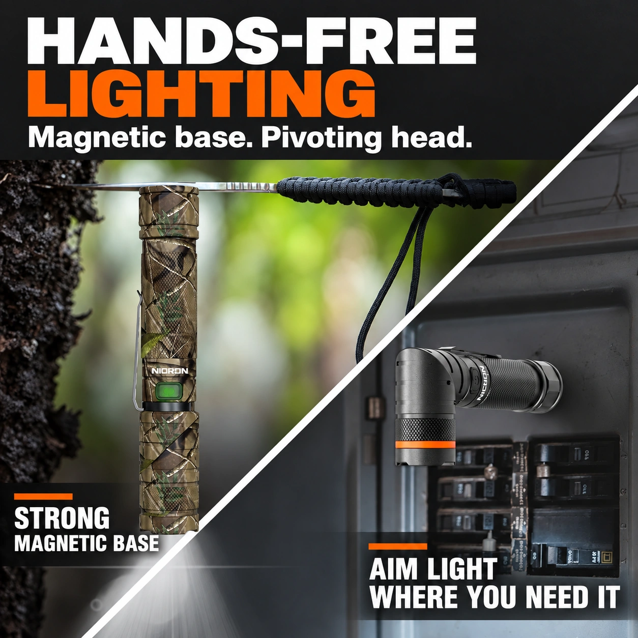 1800-Lumen Magnetic Rotating Flashlight for Work & Outdoors