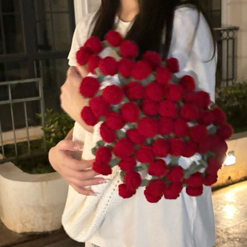 Soft Rose/Sunflower Bouquet Blanket (Premium Wool Yarn)