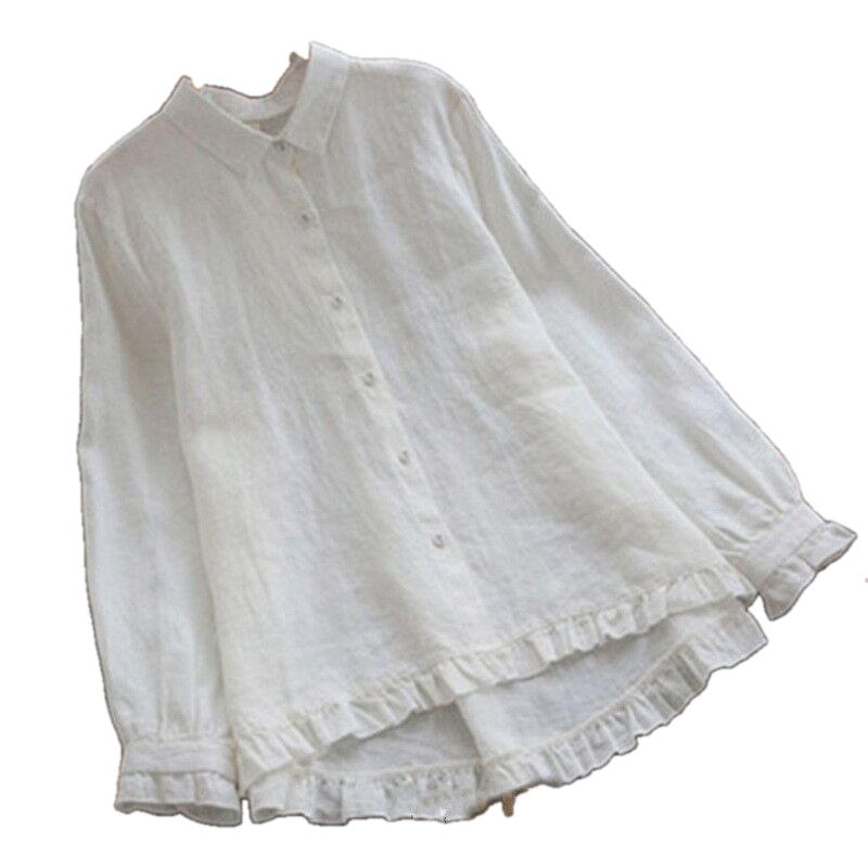 Cotton And Linen Lace Long-Sleeved Shirt