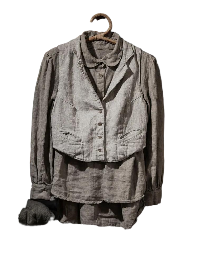 Solid Comfortable Casual Shirt Tank Top Two Piece Set