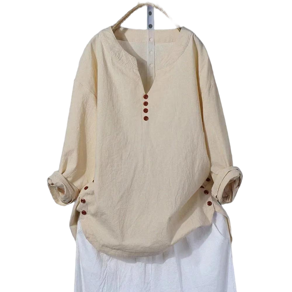 Button Down Comfy V Neck Long Sleeve Shirt