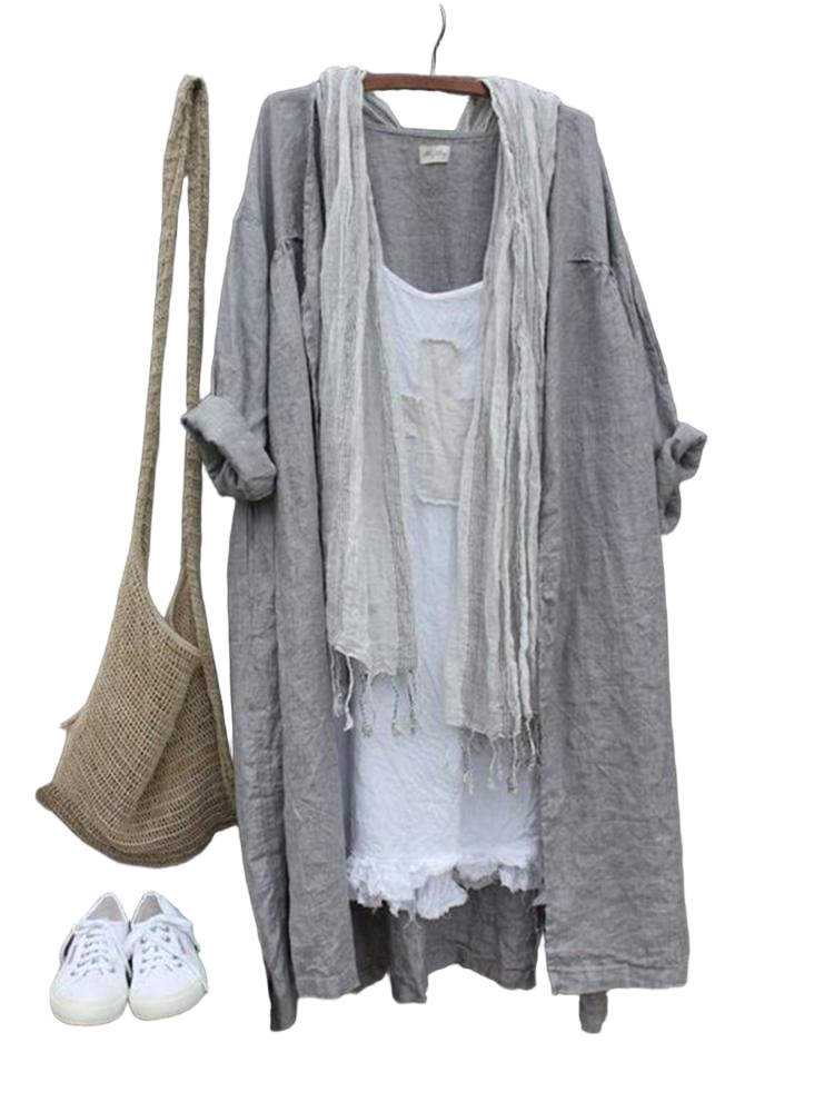 Solid Color Comfy Linen Cotton Cardigan