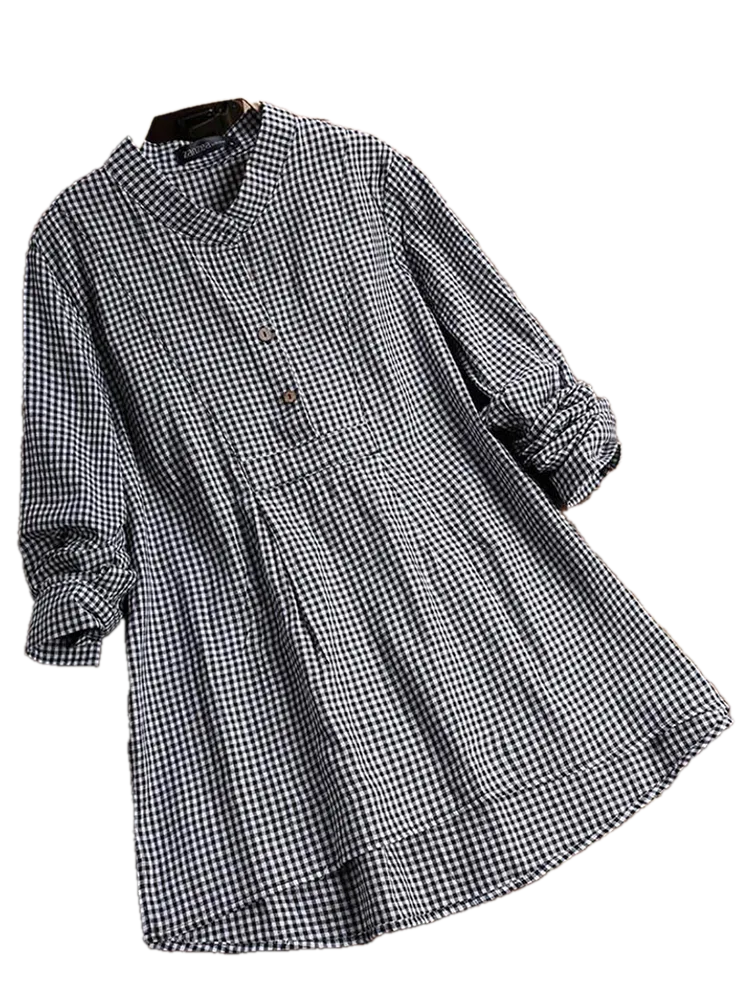 Vintage Pleat Button Cotton Linen Comfy Shirt