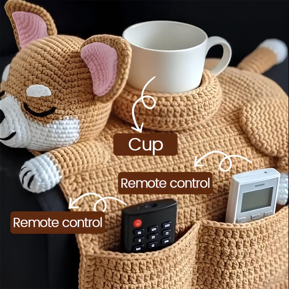 🎄Christmas HOT Sale 49% OFF🔥Crochet Dog Sofa Organizer with Cup Holder