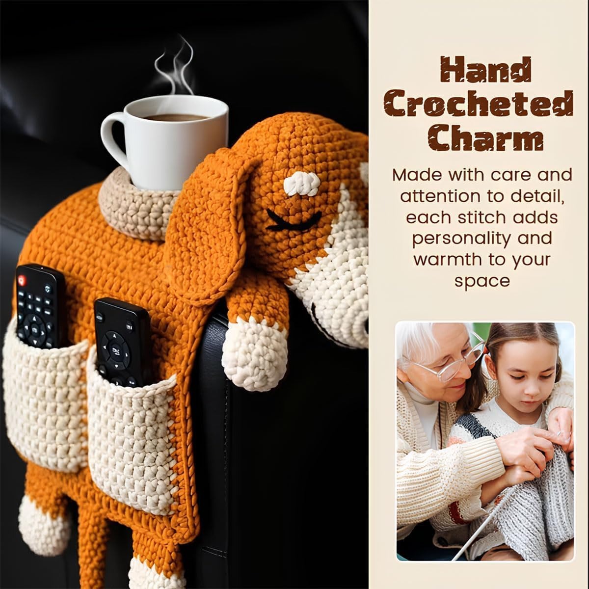 🎄Christmas HOT Sale 49% OFF🔥Crochet Dog Sofa Organizer with Cup Holder