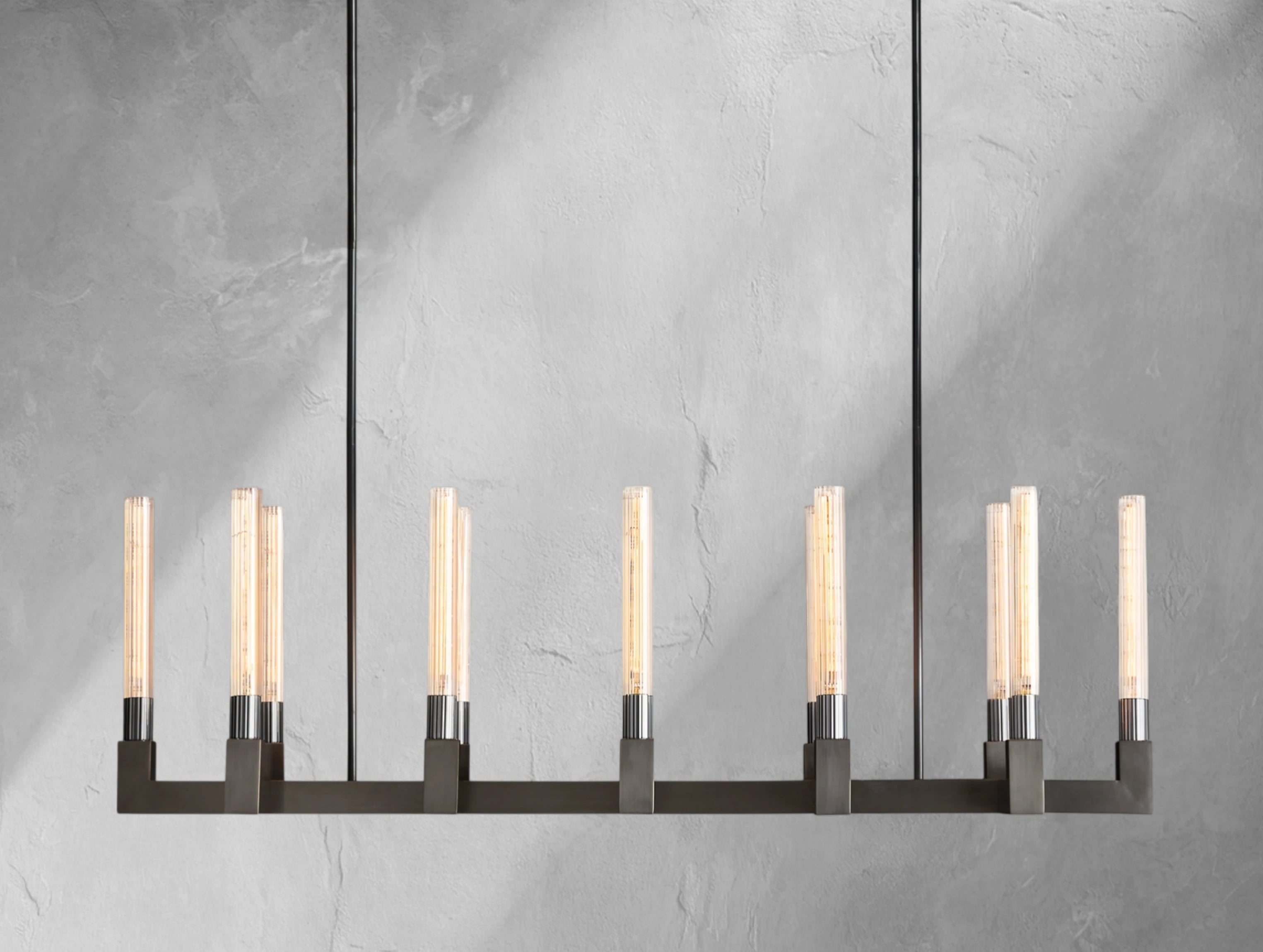 Cannele Brass Linear Chandelier 55" 67"