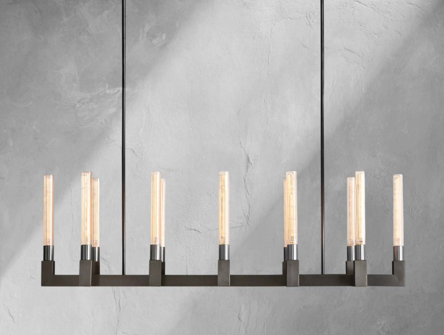 Cannele Brass Linear Chandelier 55" 67"