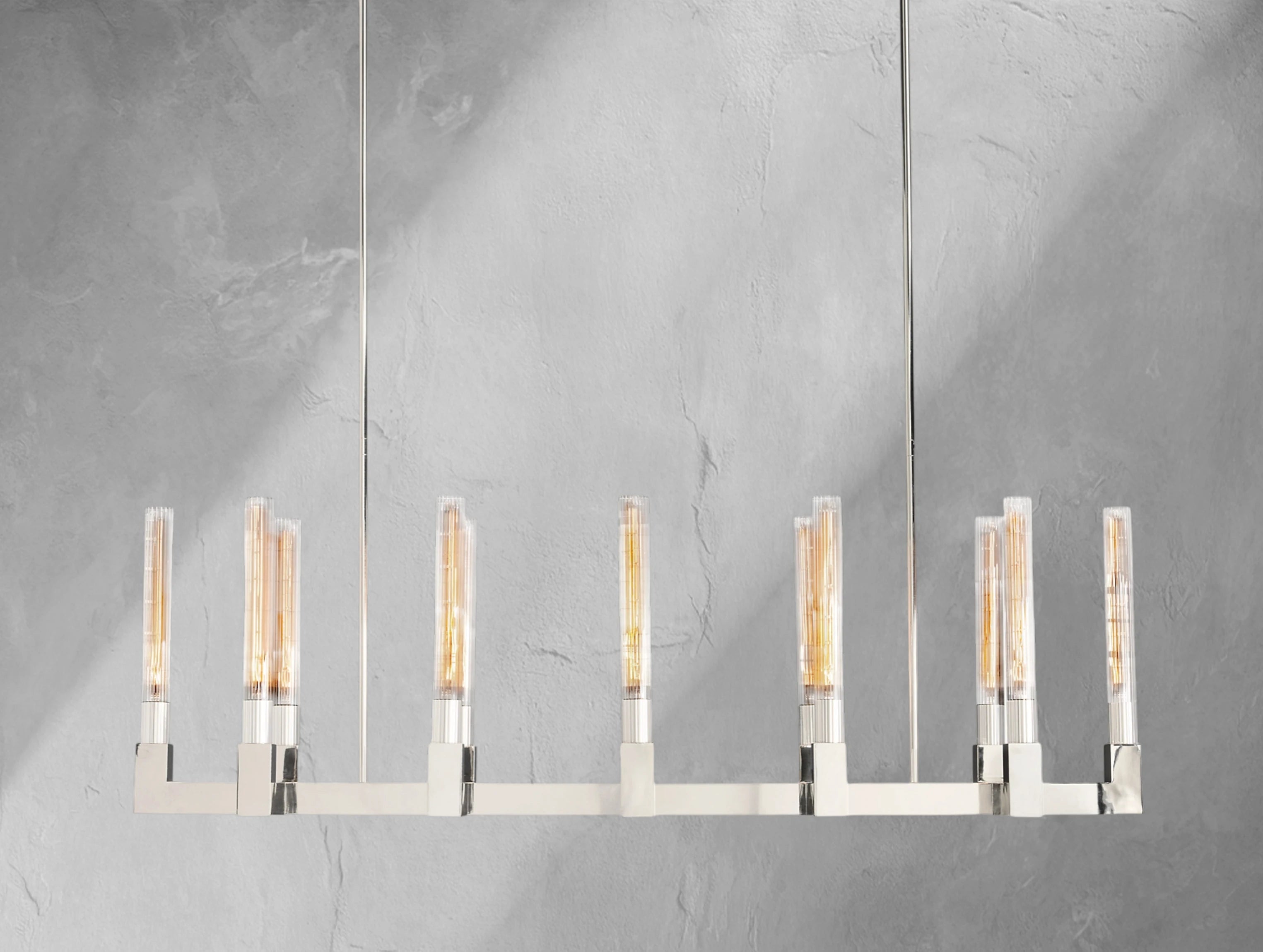 Cannele Brass Linear Chandelier 55" 67"