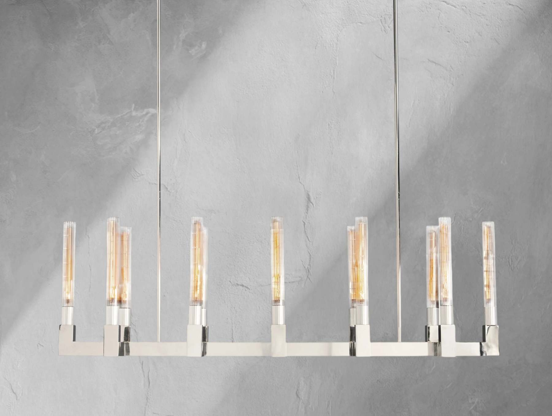 Cannele Brass Linear Chandelier 55" 67"