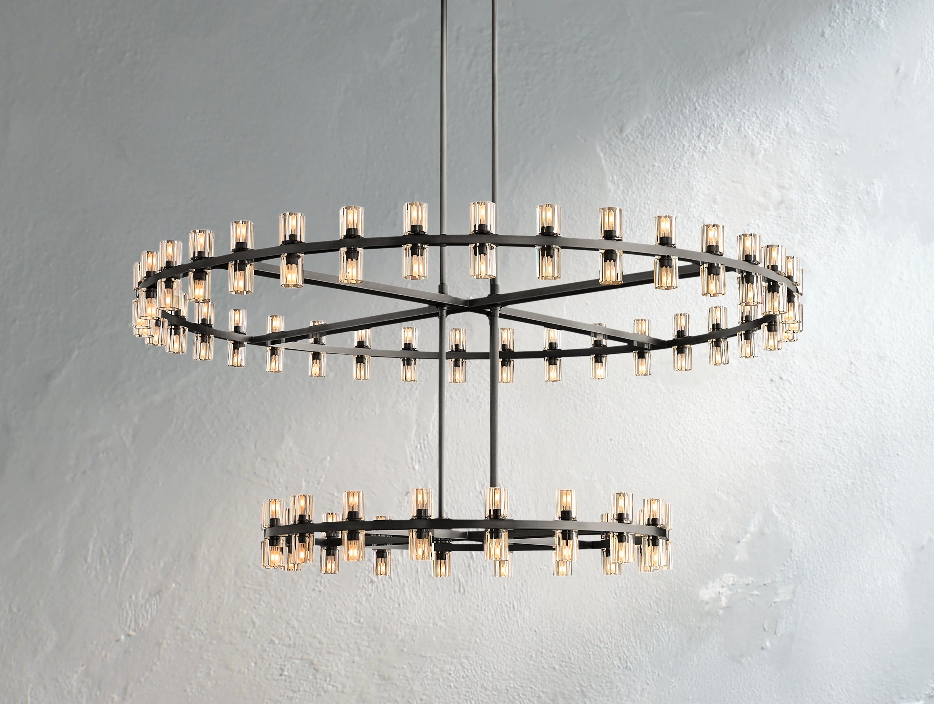 Arcachon LED Round Two-Tier Crystal Chandelier 60"