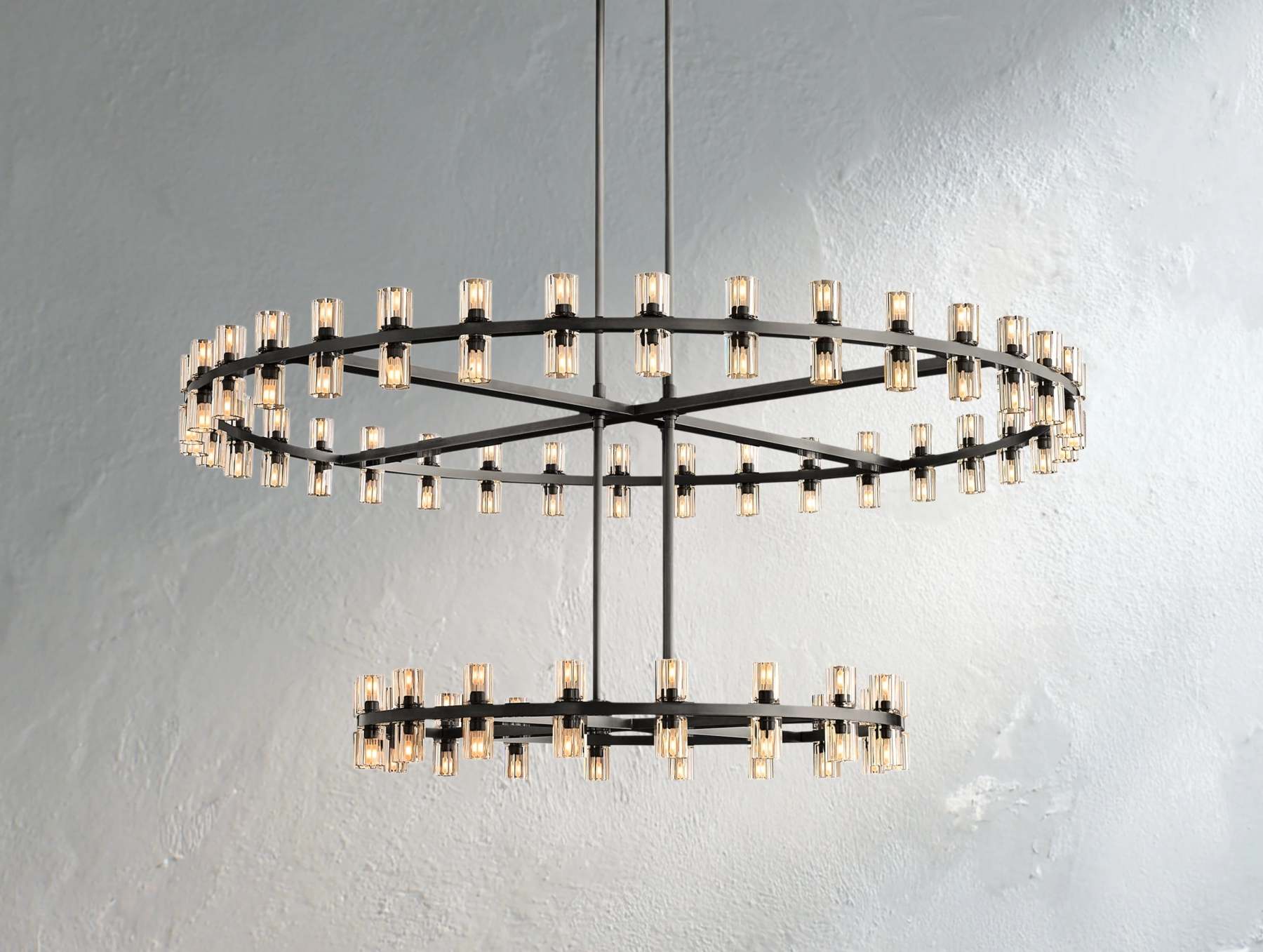 Arcachon LED Round Two-Tier Crystal Chandelier 60"