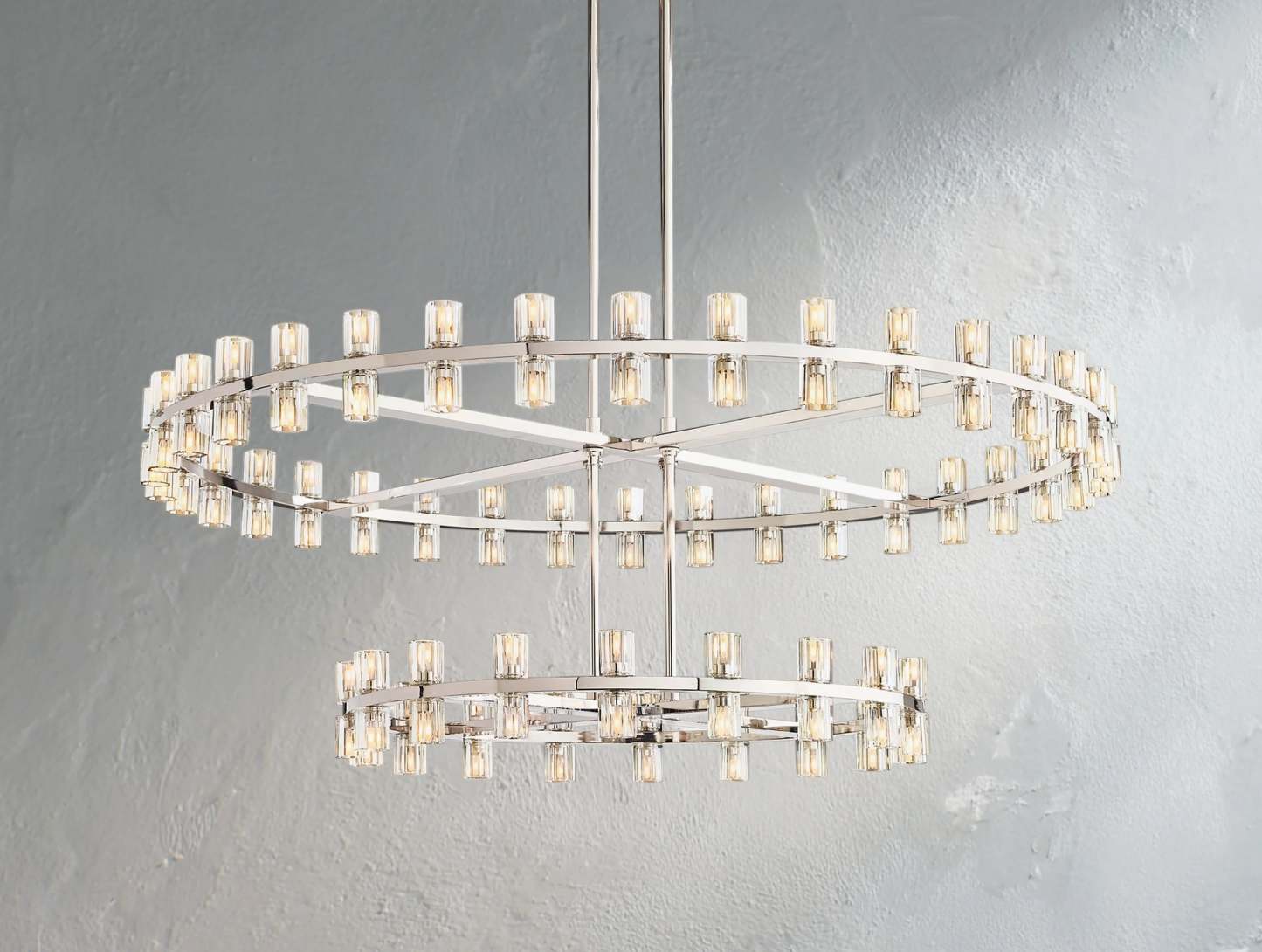 Arcachon LED Round Two-Tier Crystal Chandelier 60"